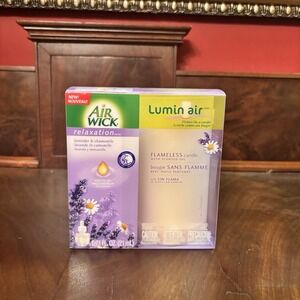 New Airwick Luminair Lavender & Chamomille Air Freshener + Flameless Candle NOS